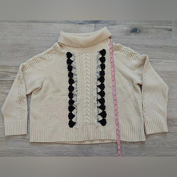 J Crew Wool Blend Embellished Cable Sweater Heather Muslin Size XL - Picture 8 of 11